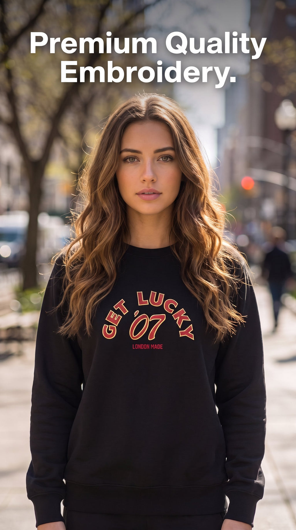 Get Lucky Classic Unisex Crewneck Sweatshirt. Premium Ltd Edition Embroidery